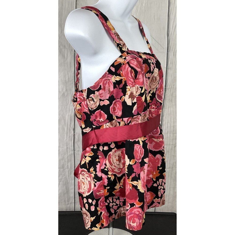 Motherhood Maternity Medium Removeable Strap Floral Print Top Black Pink - Picture 5 of 12